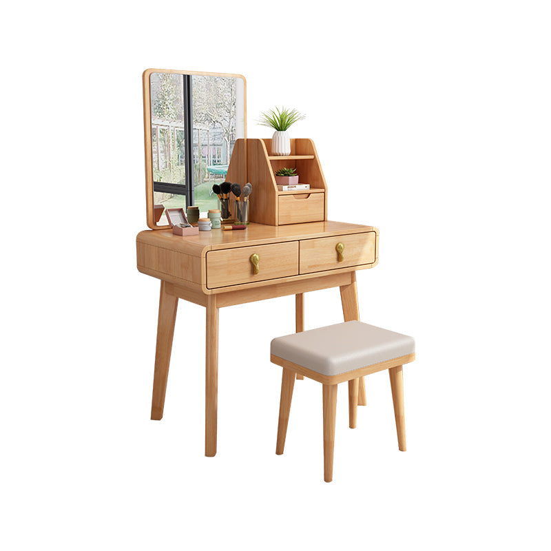 Modern Solid Wood Vanity Makeup Table Vanity Stool with Mirror Clearhalo 'Bedroom Furniture' 'furn' 'furn_makeup_vanities' 'Furniture' 'Makeup Vanities' 'makeup_vanities' 6268500