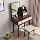 Modern Solid Wood Vanity Makeup Table Vanity Stool with Mirror Makeup Vanity & Mirror & Stools Walnut White Clearhalo 'Bedroom Furniture' 'furn' 'furn_makeup_vanities' 'Furniture' 'Makeup Vanities' 'makeup_vanities' 6268506