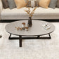 Glam elliptische leistenen salontafel 61 cm H-cocktailtafel met gekruiste poten