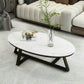 Glam elliptische leistenen salontafel 61 cm H-cocktailtafel met gekruiste poten