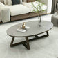 Glam elliptische leistenen salontafel 61 cm H-cocktailtafel met gekruiste poten