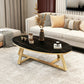 Glam elliptische leistenen salontafel 61 cm H-cocktailtafel met gekruiste poten