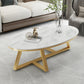 Glam elliptische leistenen salontafel 61 cm H-cocktailtafel met gekruiste poten
