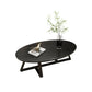 Glam elliptische leistenen salontafel 61 cm H-cocktailtafel met gekruiste poten
