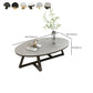 Glam elliptische leistenen salontafel 61 cm H-cocktailtafel met gekruiste poten