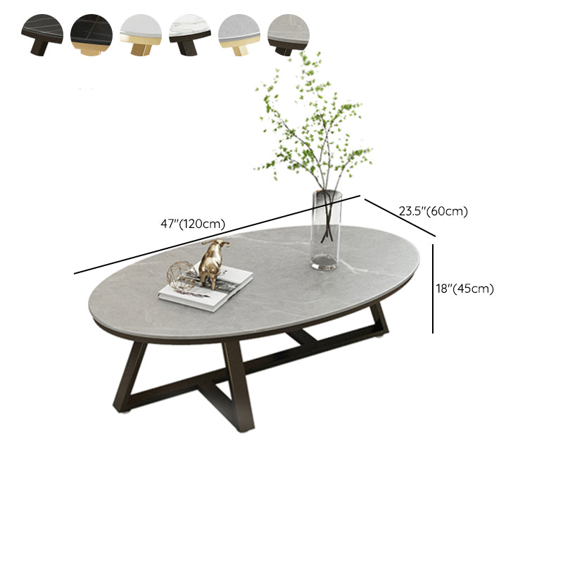 Glam elliptische leistenen salontafel 61 cm H-cocktailtafel met gekruiste poten