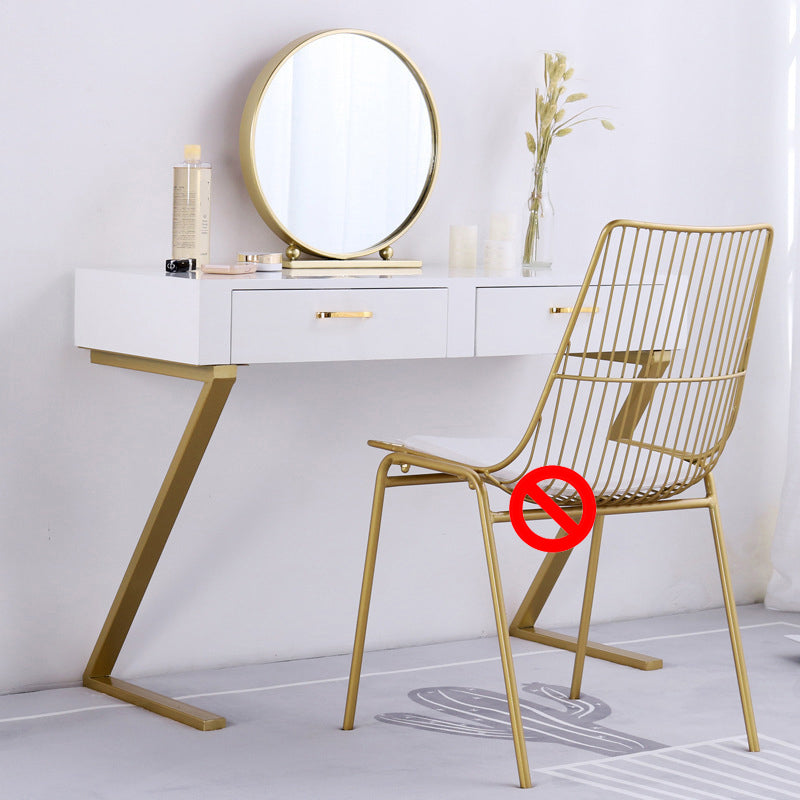 Glam Dresser with 2 Storage Drawers White Vanity Table for Bedroom Makeup Vanity & Mirror Clearhalo 'Bedroom Furniture' 'furn' 'furn_makeup_vanities' 'Furniture' 'Makeup Vanities' 'makeup_vanities' 6268542