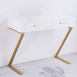 Glam Dresser with 2 Storage Drawers White Vanity Table for Bedroom Clearhalo 'Bedroom Furniture' 'furn' 'furn_makeup_vanities' 'Furniture' 'Makeup Vanities' 'makeup_vanities' 6268544