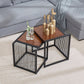 Frame 2 Nesting Coffee Table Iron & Solid Wood Cocktail Table Set 18"L x 18"W x 20"H + 16"L x 16"W x 18"H Brown Clearhalo 'Coffee & Accent Tables' 'Coffee Tables' 'coffee_tables' 'furn' 'furn_coffee_tables' 'Furniture' 'Living Room Furniture' 6268558