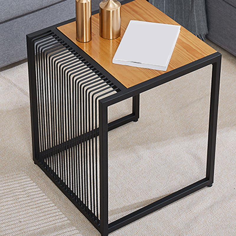 Frame 2 Nesting Coffee Table Iron & Solid Wood Cocktail Table Set 18"L x 18"W x 20"H Natural Clearhalo 'Coffee & Accent Tables' 'Coffee Tables' 'coffee_tables' 'furn' 'furn_coffee_tables' 'Furniture' 'Living Room Furniture' 6268561