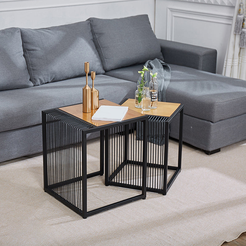 Frame 2 Nesting Coffee Table Iron & Solid Wood Cocktail Table Set Clearhalo 'Coffee & Accent Tables' 'Coffee Tables' 'coffee_tables' 'furn' 'furn_coffee_tables' 'Furniture' 'Living Room Furniture' 6268572
