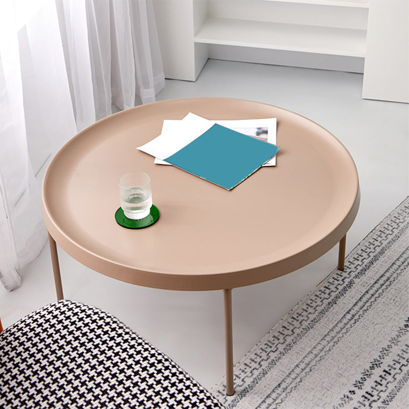 Mid-Century Modern Tray Top Coffee Table 4 Legs Iron Cocktail Table 30"L x 30"W x 14"H Khaki Clearhalo 'Coffee & Accent Tables' 'Coffee Tables' 'coffee_tables' 'furn' 'furn_coffee_tables' 'Furniture' 'Living Room Furniture' 6268590