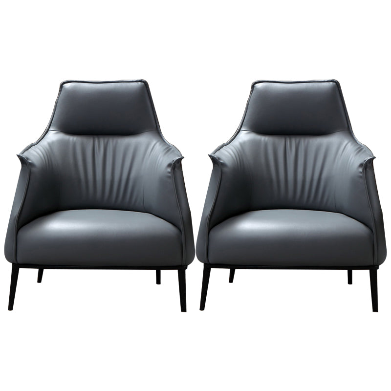 Leather Lounge Chair Solid Color Arms Included Chair with Black Legs