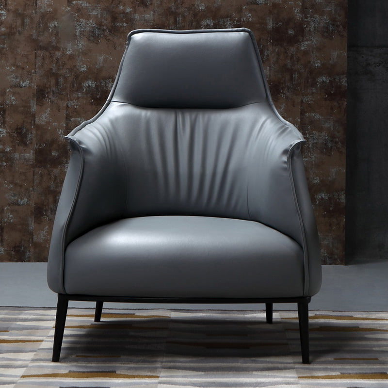 Leather Lounge Chair Solid Color Arms Included Chair with Black Legs