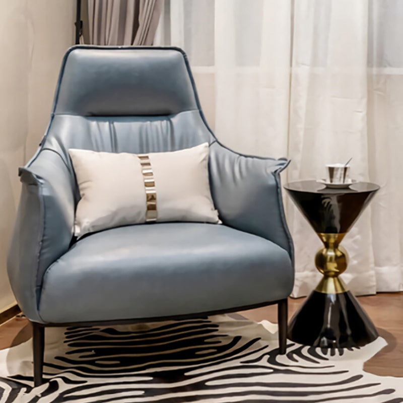 Leather Lounge Chair Solid Color Arms Included Chair with Black Legs