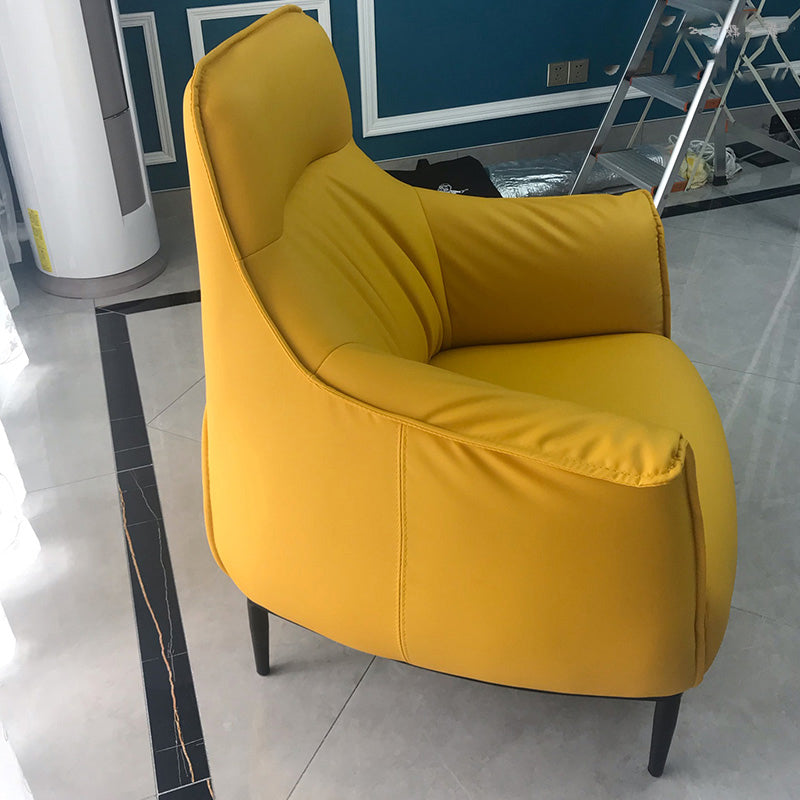 Leather Lounge Chair Solid Color Arms Included Chair with Black Legs