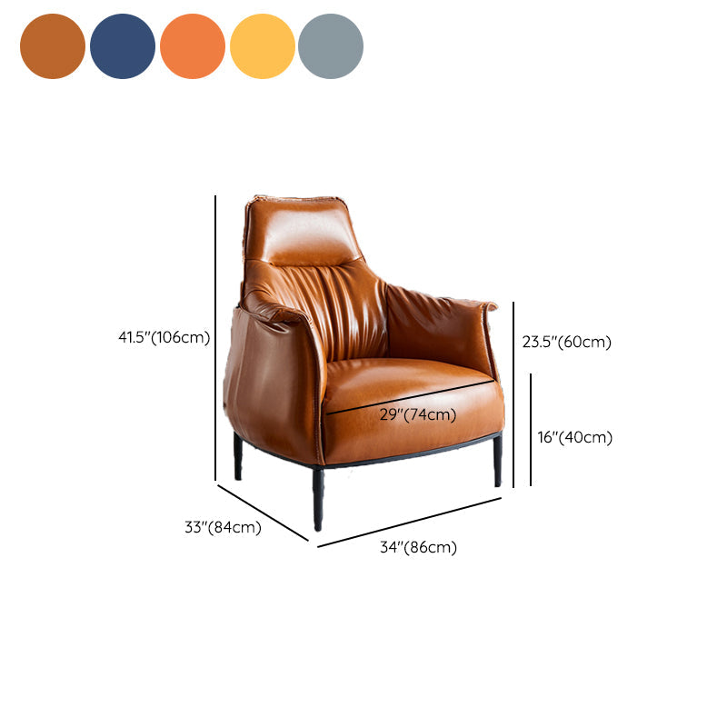 Leather Lounge Chair Solid Color Arms Included Chair with Black Legs