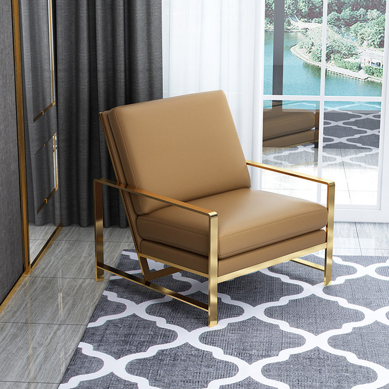 Faux Leather Arm Chair 33.07" Wide Arms Included Chair with Pillow Back