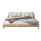 Midden-eeuws modern bedframe massief houten standaard bed as gestoffeerd hoofdeinde hoofdeinde