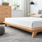 Midden-eeuws modern bedframe massief houten standaard bed as gestoffeerd hoofdeinde hoofdeinde