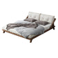Midden-eeuws modern bedframe massief houten standaard bed as gestoffeerd hoofdeinde hoofdeinde