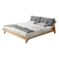 Midden-eeuws modern bedframe massief houten standaard bed as gestoffeerd hoofdeinde hoofdeinde
