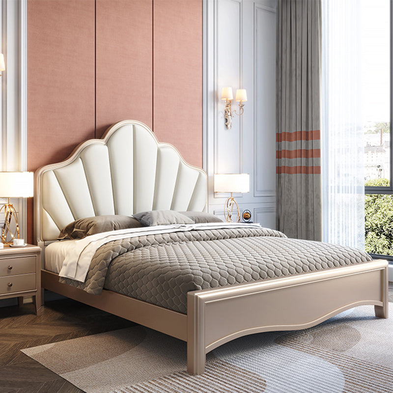 Victorian Panel Bed Upholstered Headboard Panel Solid Wood Bed Frame