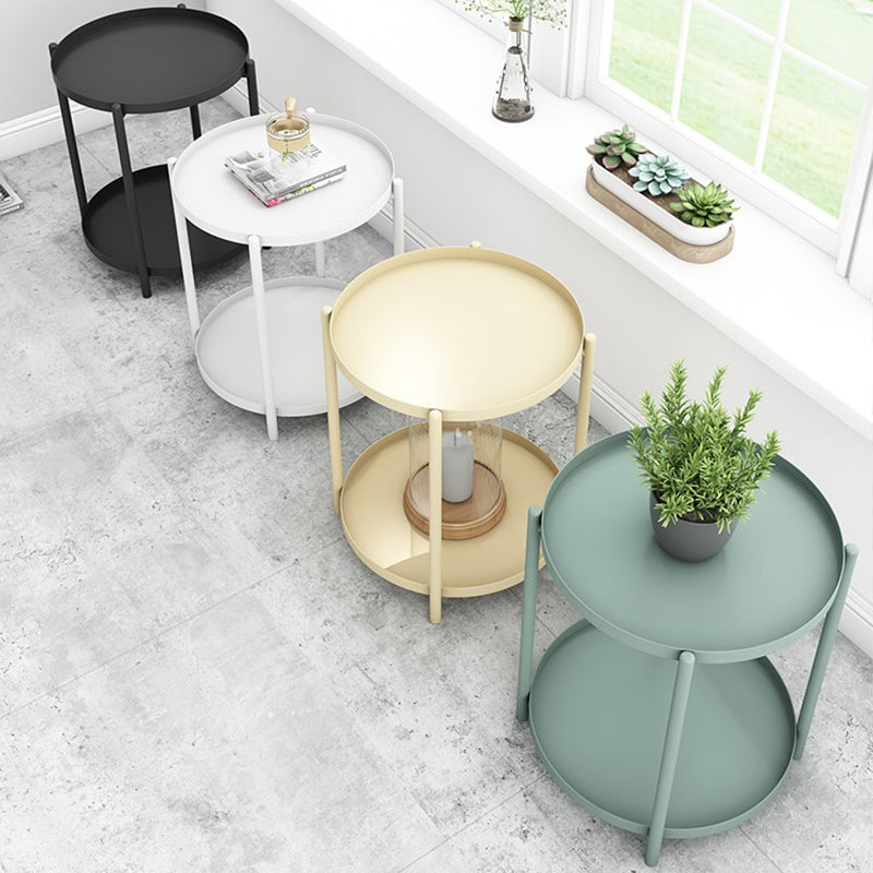 Mid-Century Metal Corner Table Tray Top Round Side End Table Clearhalo 'Coffee & Accent Tables' 'End & Side Tables' 'end_side_tables' 'furn' 'furn_end_side_tables' 'Furniture' 'Living Room Furniture' 6268753