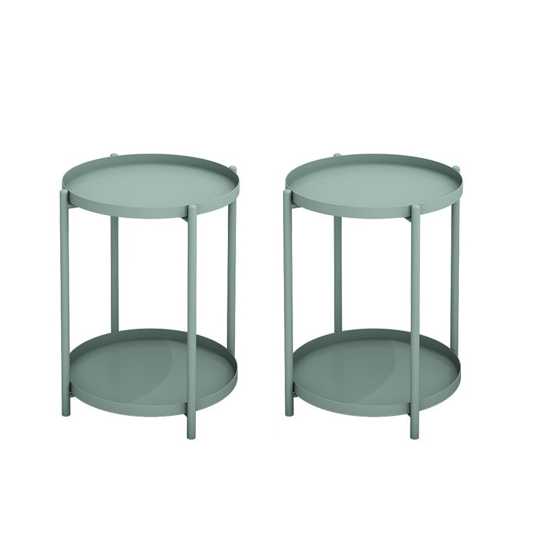 Mid-Century Metal Corner Table Tray Top Round Side End Table Green 2 Shelves Included Clearhalo 'Coffee & Accent Tables' 'End & Side Tables' 'end_side_tables' 'furn' 'furn_end_side_tables' 'Furniture' 'Living Room Furniture' 6268759