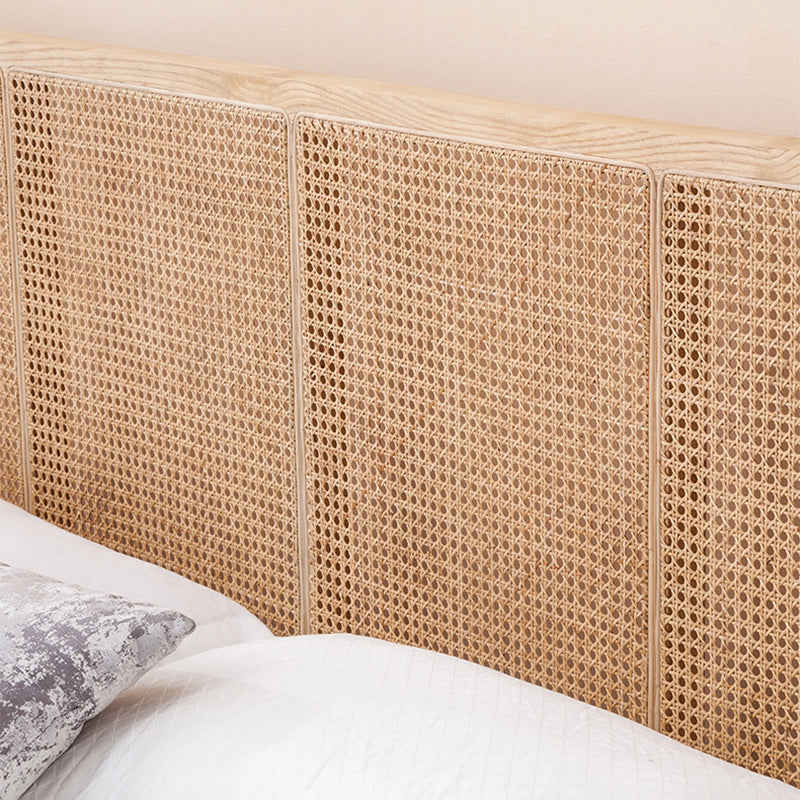 カスタムゴールドレッグ付きのソリッドウッドパネルベッドトロピカル標準ベッド