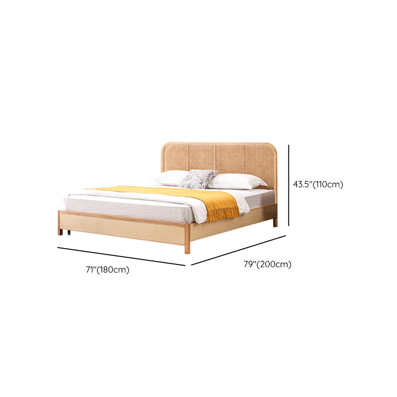 カスタムゴールドレッグ付きのソリッドウッドパネルベッドトロピカル標準ベッド