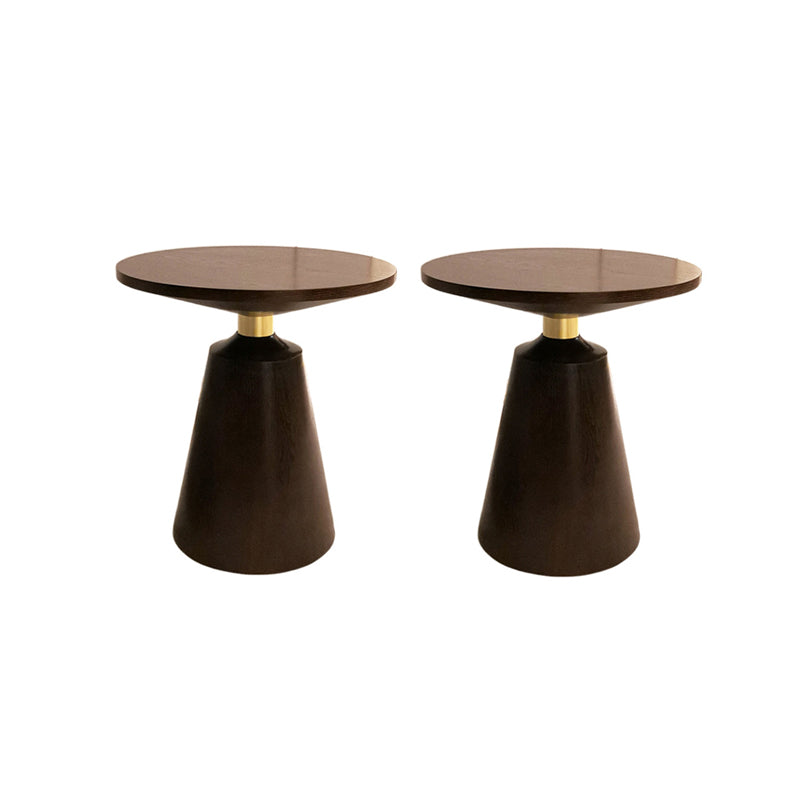 Contemporary Solid Wood Pedestal Round Living Room Side End Table Walnut 2 Clearhalo 'Coffee & Accent Tables' 'End & Side Tables' 'end_side_tables' 'furn' 'furn_end_side_tables' 'Furniture' 'Living Room Furniture' 6268792
