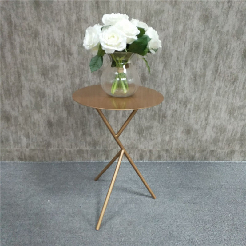 Mid-Century Round Side End Table Metal Cross Legs End Table, 22.8" Tall Gold 1 Clearhalo 'Coffee & Accent Tables' 'End & Side Tables' 'end_side_tables' 'furn' 'furn_end_side_tables' 'Furniture' 'Living Room Furniture' 6268810