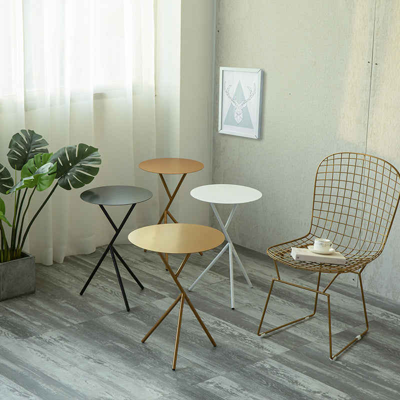 Mid-Century Round Side End Table Metal Cross Legs End Table, 22.8" Tall Clearhalo 'Coffee & Accent Tables' 'End & Side Tables' 'end_side_tables' 'furn' 'furn_end_side_tables' 'Furniture' 'Living Room Furniture' 6268812