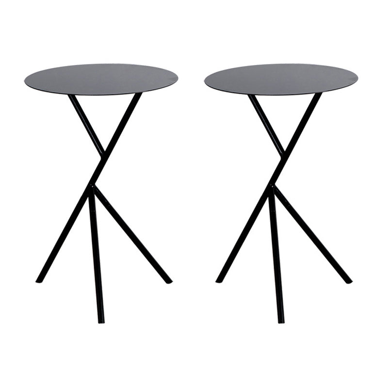 Mid-Century Round Side End Table Metal Cross Legs End Table, 22.8" Tall Black 2 Clearhalo 'Coffee & Accent Tables' 'End & Side Tables' 'end_side_tables' 'furn' 'furn_end_side_tables' 'Furniture' 'Living Room Furniture' 6268815