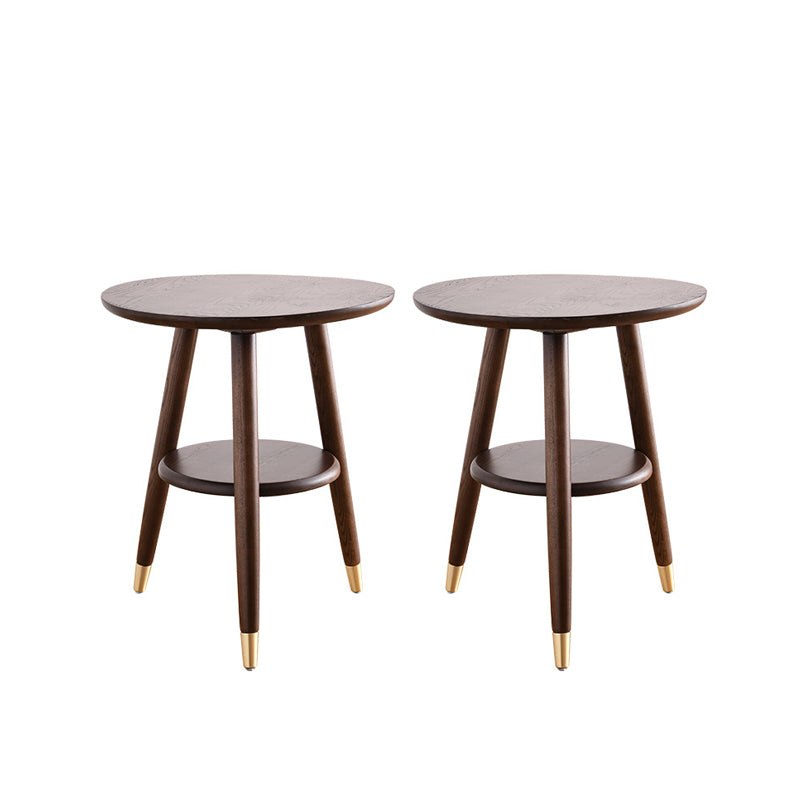 Modernistic Ashwood 3 Legs with Storage Round Double Tier Side Table