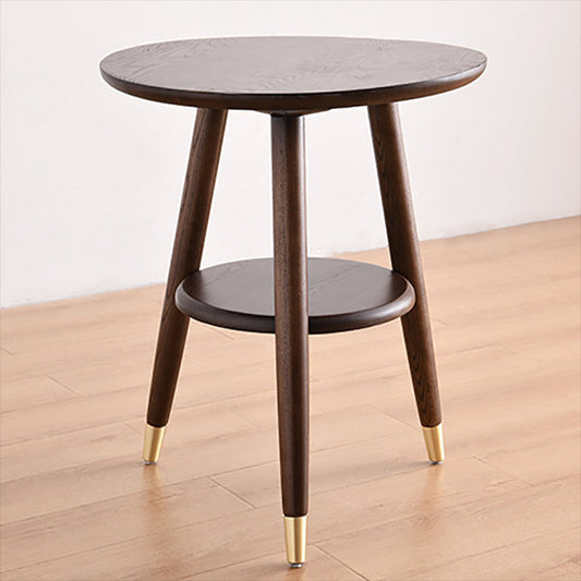 Ashwood de 3 patas modernistas con mesa auxiliar de doble nivel redondo de almacenamiento