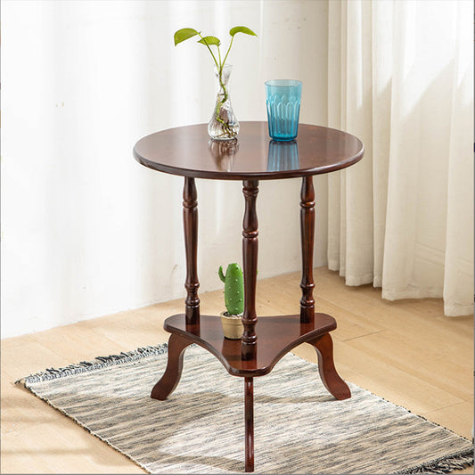 Madera sólida tradicional 3 patas con mesa de estar redonda de almacenamiento mesa auxiliar