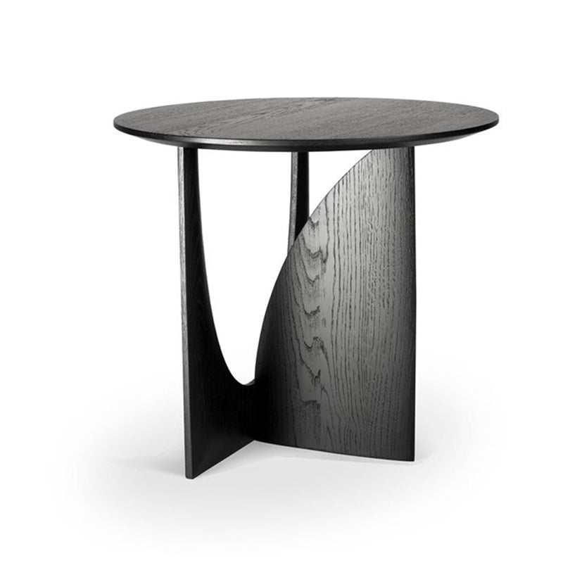 Scandinavian Solid Wood End Table Round Abstract Living Room Side Table Black 1 Clearhalo 'Coffee & Accent Tables' 'End & Side Tables' 'end_side_tables' 'furn' 'furn_end_side_tables' 'Furniture' 'Living Room Furniture' 6268881