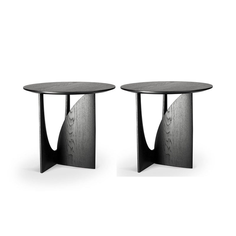 Scandinavian Solid Wood End Table Round Abstract Living Room Side Table Black 2 Clearhalo 'Coffee & Accent Tables' 'End & Side Tables' 'end_side_tables' 'furn' 'furn_end_side_tables' 'Furniture' 'Living Room Furniture' 6268888