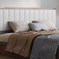 Mid-Century Modern Platform Bed Upholstered Headboard Panel Bed with Drawers