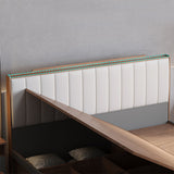 Mid-Century Modern Platform Bed Upholstered Headboard Panel Bed with Drawers