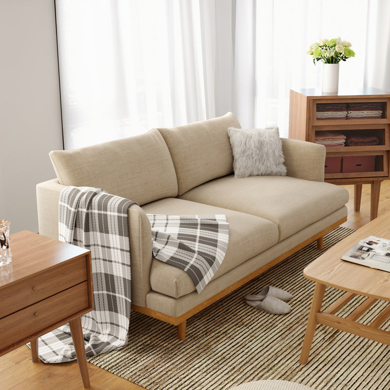 Modern 29.52" H Cotton Blend Wood Frame Recessed Arm Loveseat Clearhalo 'furn' 'furn_sofas' 'Furniture' 'Living Room Furniture' 'Sofa' 'sofas' 6268983