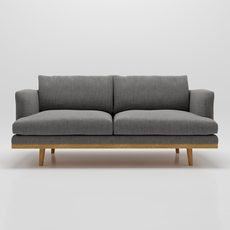 Modern 29.52" H Cotton Blend Wood Frame Recessed Arm Loveseat Grey Clearhalo 'furn' 'furn_sofas' 'Furniture' 'Living Room Furniture' 'Sofa' 'sofas' 6268991