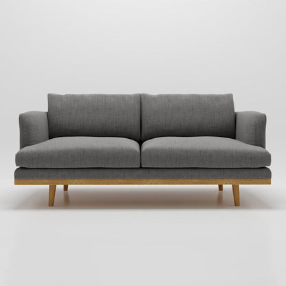 Modern 29.52" H Cotton Blend Wood Frame Recessed Arm Loveseat Grey Clearhalo 'furn' 'furn_sofas' 'Furniture' 'Living Room Furniture' 'Sofa' 'sofas' 6268991