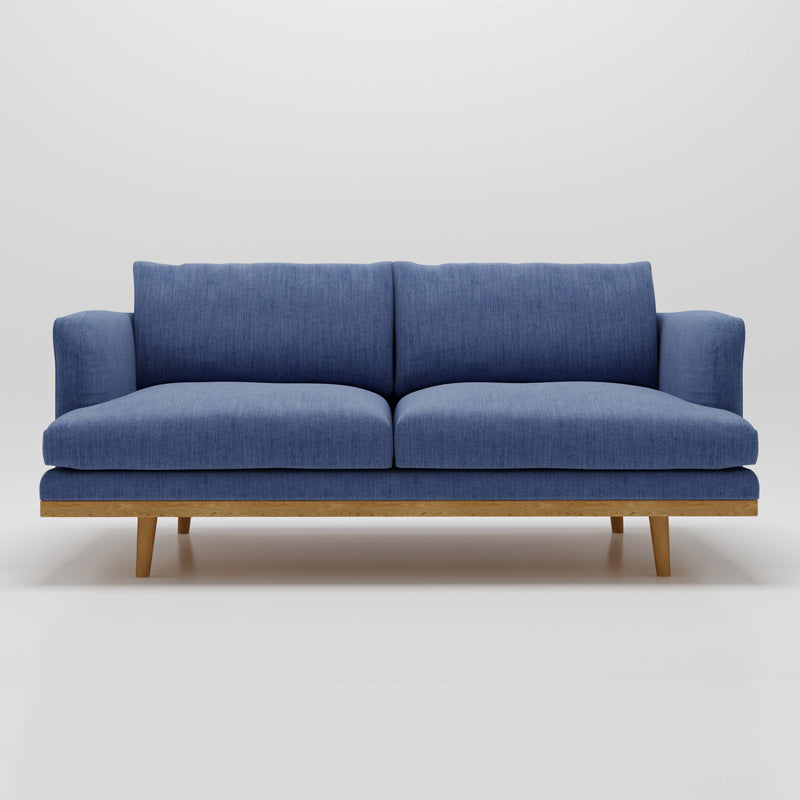 Modern 29.52" H Cotton Blend Wood Frame Recessed Arm Loveseat Blue Clearhalo 'furn' 'furn_sofas' 'Furniture' 'Living Room Furniture' 'Sofa' 'sofas' 6268992
