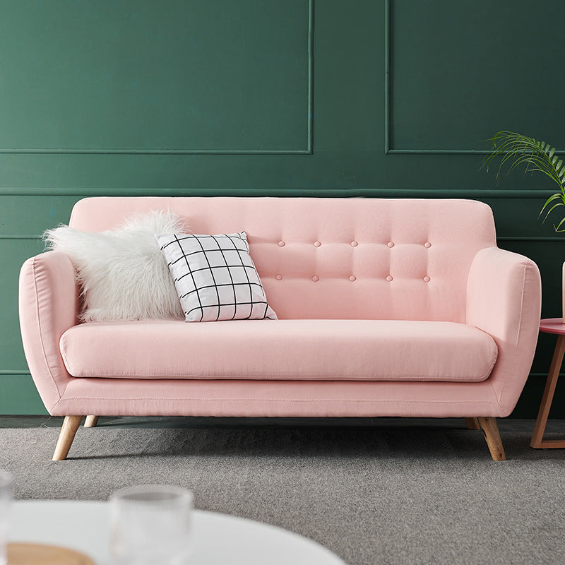 32.28" H Cotton Blend 3 Seater Flared Arm Sofa for Living Room Pink Clearhalo 'furn' 'furn_sofas' 'Furniture' 'Living Room Furniture' 'Sofa' 'sofas' 6269001