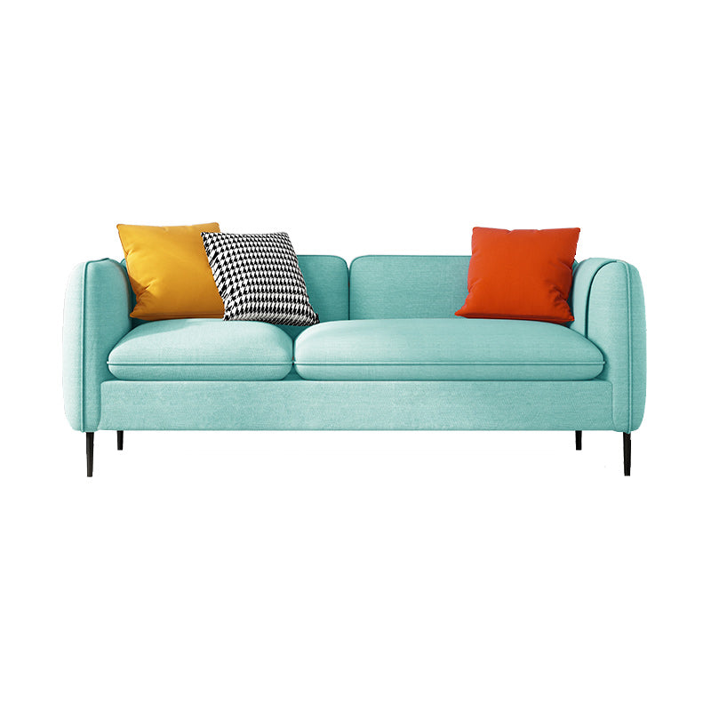 Sofá moderno de brazo cuadrado de lino 29.92 "H con almohadas y almacenamiento