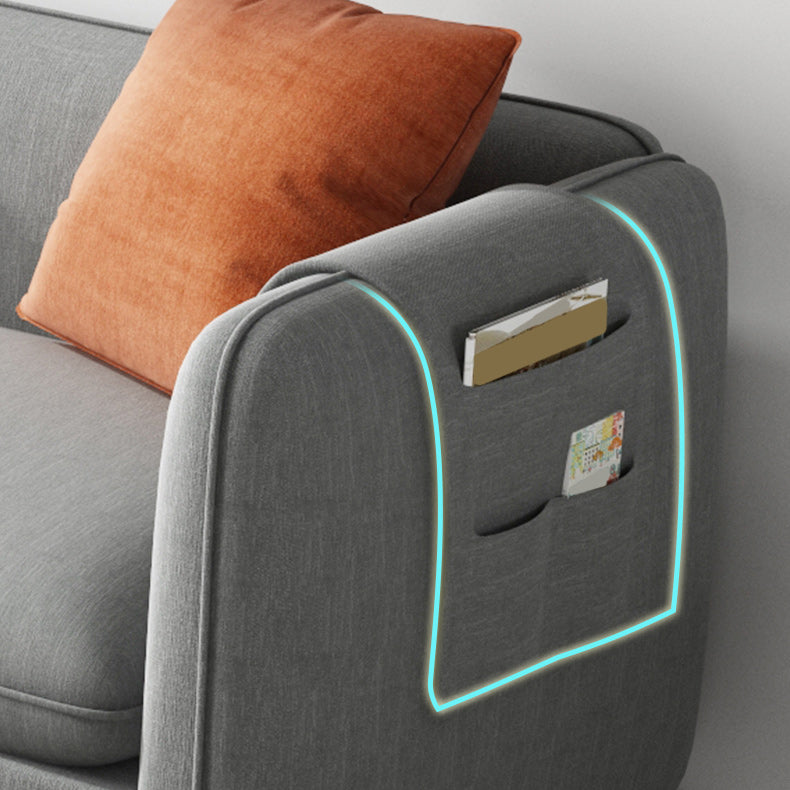 Sofá moderno de brazo cuadrado de lino 29.92 "H con almohadas y almacenamiento