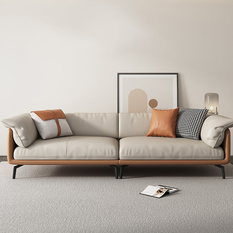 Zeitgenössischer 32,67 "hoher echter Lederkissen -Oberarmsofa